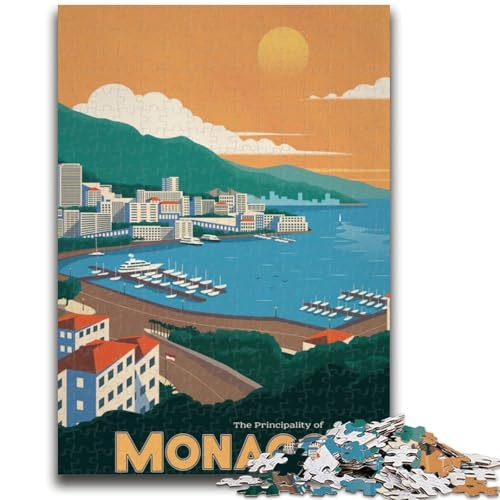 Monaco-Puzzles für Erwachsene und Jugendliche, 1000-teiliges Puzzle, Lernspiele, DIY-Spielzeug mit passendem Poster und Quizblatt, für Kinder ab 14 Jahren, 1000 Teile (26x38cm) von NYANBFKEA