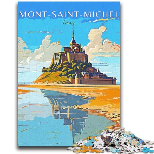 Mont Saint Michel 1000-teiliges Puzzle für Erwachsene, Geschenke für Lernspiele, Herausforderungsspielzeug, Geburtstagsgeschenk, Geschenke, Wandkunst, 1000 Teile (26x38cm) von NYANBFKEA