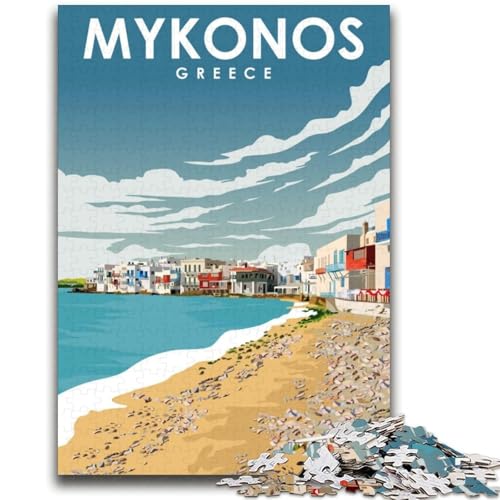 Mykonos, griechische Reisekunst, 2000-teiliges Puzzle für Erwachsene und Jugendliche, Staycation-Zeitvertreib, Geburtstagsgeschenk, Geschenke, Wandkunst für 14+, 2000 Teile (70x100cm) von NYANBFKEA