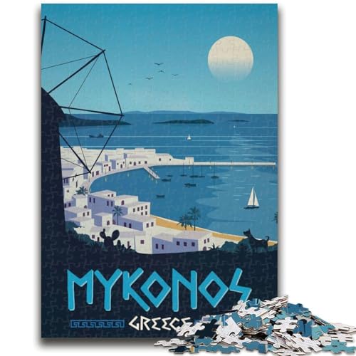 Mykonos 1000-teiliges Puzzle für Teenager, Geschenke, Familienspiel zum Stressabbau, schwierige Herausforderung, tolle Geschenke und Spielzeuge, 1000 Teile (26x38cm) von NYANBFKEA