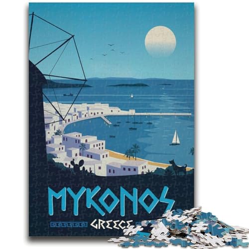 Mykonos 1000-teiliges Puzzle für Teenager, Geschenke, Familienspiel zum Stressabbau, schwierige Herausforderung, tolle Geschenke und Spielzeuge, 1000 Teile (50x75cm) von NYANBFKEA