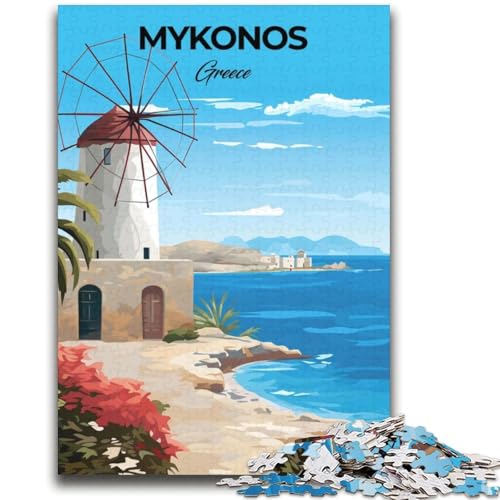 Mykonos Griechenland Reise-Puzzle für Teenager, 2000 Teile, anspruchsvolles Spiel und Familienspiel mit passendem Poster und Quizblatt, 2000 Teile (70x100cm) von NYANBFKEA