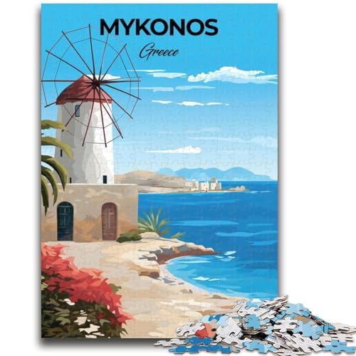 Mykonos Griechenland Reisepuzzle für Erwachsene, 1000 Teile, schwierig, herausfordernd, schwierig, als Geschenk für die ganze Familie, 1000 Teile (50x75cm) von NYANBFKEA
