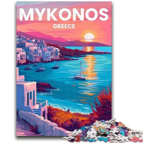 Mykonos Island Puzzles für Teenager, 1000 Puzzles, für 14+ Trainieren Sie Ihr Gehirn und Ihre Hände, Weihnachtsspielgeschenke, 1000 Teile (26x38cm) von NYANBFKEA