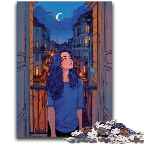 Nachtansicht vom Balkon, 1000-teiliges Puzzle für Erwachsene und Jugendliche, Spielzeug, Lernspiele, Stressabbau, Wichtelgeschenke für Kinder ab 14 Jahren, 1000 Teile (26x38cm) von NYANBFKEA