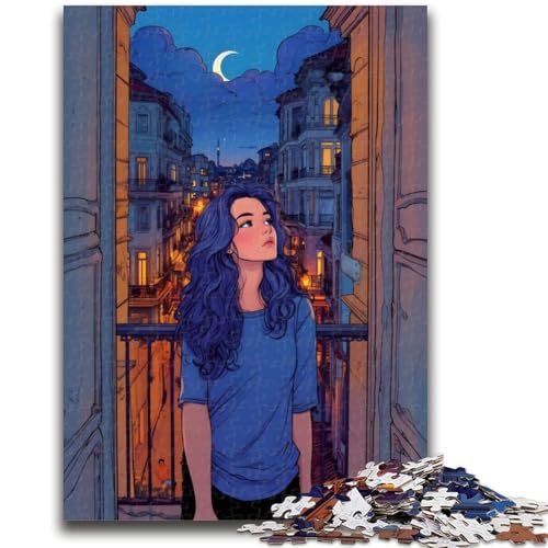 Nachtansicht vom Balkon, Puzzles für Erwachsene und Jugendliche, 1000 Teile, Lernspiele, DIY-Spielzeug mit passendem Poster und Quizblatt, für Kinder ab 14 Jahren, 1000 Teile (50x75cm) von NYANBFKEA