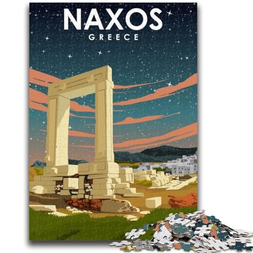 Naxos Griechenland Reiseposter Puzzle für Teenager, 1000 Teile, anspruchsvolles Spiel und Familienspiel mit passendem Poster und Quizblatt, 1000 Teile (26x38cm) von NYANBFKEA
