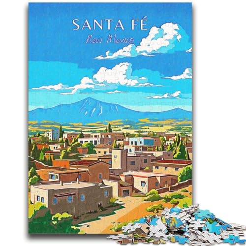 New Mexico Santa Fe Reise-Puzzle für Teenager, 1000 Teile, Lernspielzeug, Familienspiele mit passendem Poster und Quizblatt, 1000 Teile (50x75cm) von NYANBFKEA