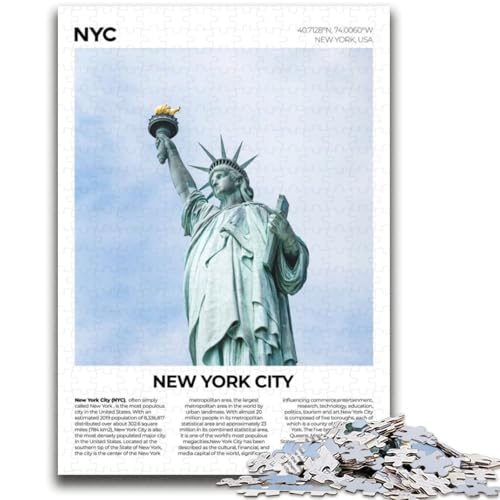 New York City Puzzles für Erwachsene und Jugendliche, 2000-teiliges Puzzle, Lernspiele, DIY-Spielzeug mit passendem Poster und Quizblatt, für Kinder ab 14 Jahren, 2000 Teile (70x100cm) von NYANBFKEA