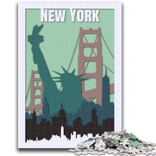 New York Reiseposter-Puzzle 1000 Teile für Erwachsene, Spielzeug, Lernspiele, Stressabbau, Wichtelgeschenke für Kinder ab 14 Jahren, 1000 Teile (26x38cm) von NYANBFKEA