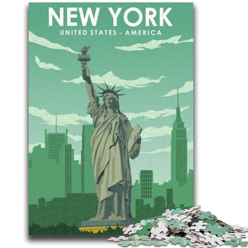 New York Reiseposter-Puzzle 1000 Teile für Teenager-Geschenke, perfekt für Spieleabende, buntes Spielzeug als Geschenk für zu Hause, 1000 Teile (50x75cm) von NYANBFKEA