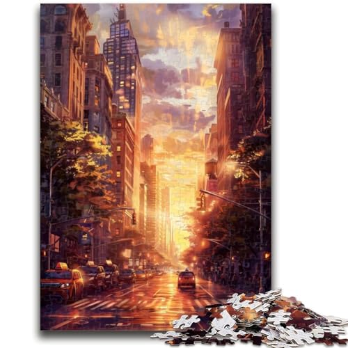 New York Street 1000-teiliges Puzzle für Erwachsene, Geschenke für Lernspiele, Herausforderungsspielzeug, Geburtstagsgeschenk, Geschenke, Wandkunst, 1000 Teile (26x38cm) von NYANBFKEA