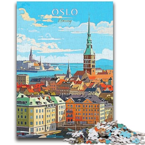 Norwegen Oslo Reise-Puzzle für Erwachsene, 1000 Teile, schwierig, lustige Spiele für die ganze Familie, Aktivitäten für zu Hause, Geburtstagsgeschenk, Reisegeschenke, 1000 Teile (26x38cm) von NYANBFKEA