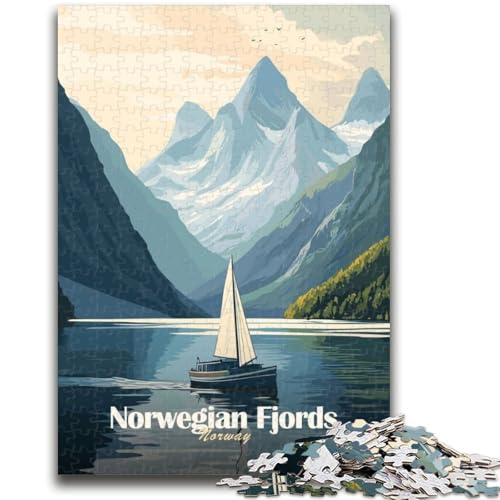 Norwegische Fjorde-Poster, 1000-teiliges Puzzle für Erwachsene, Stressabbau, schwierige Herausforderung für die Heimdekoration, für Kinder ab 14 Jahren, 1000 Teile (26x38cm) von NYANBFKEA