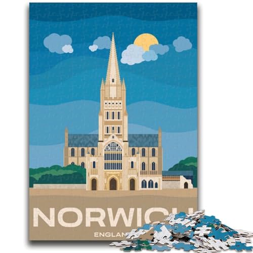 Norwich England Puzzles für Erwachsene und Jugendliche ab 14 Jahren, lustige Spiele, lustige Aktivitäten zu Hause, Geburtstagsgeschenke, Reisegeschenke, 1000 Teile (26x38cm) von NYANBFKEA