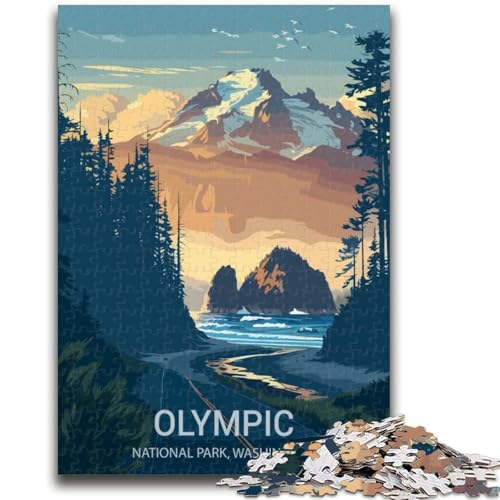Olympic-Nationalpark-Poster-Puzzle für Teenager, 1000 Teile, Familienaktivität mit passendem Poster und Quizblatt für Kinder ab 14 Jahren, 1000 Teile (50x75cm) von NYANBFKEA