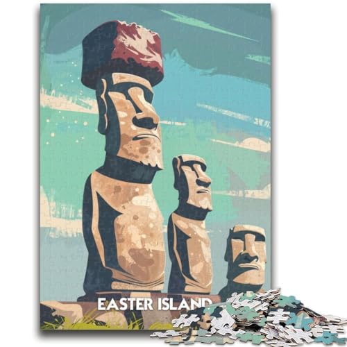 Osterinsel-Statuen-Puzzle für Erwachsene und Jugendliche, 1000-teiliges Puzzle, Lernspiele, DIY-Spielzeug mit passendem Poster und Quizblatt, für Kinder ab 14 Jahren, 1000 Teile (26x38cm) von NYANBFKEA