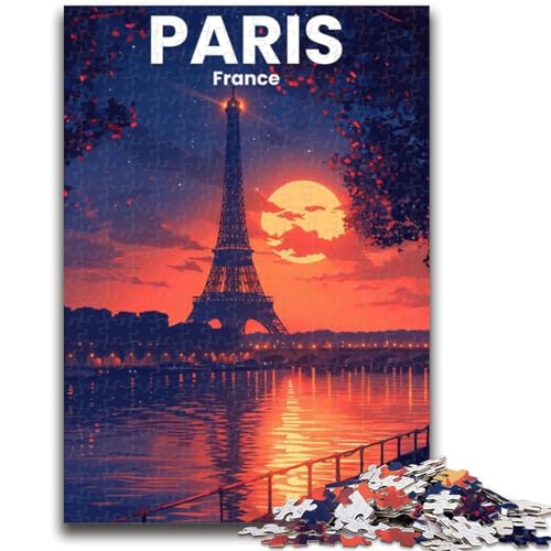 Paris 1000-teiliges Puzzle für Teenager, Geschenke, perfekt für Spieleabende, buntes Spielzeug als Geschenk für zu Hause, 1000 Teile (26x38cm) von NYANBFKEA