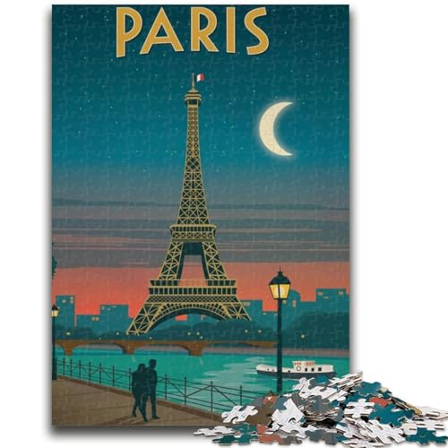 Paris Moonlight Puzzle 1000 Teile für Teenager, geeignet für Kinder ab 14 Jahren. Familienspaß ganze Familie. 1000 Teile (26x38cm) von NYANBFKEA