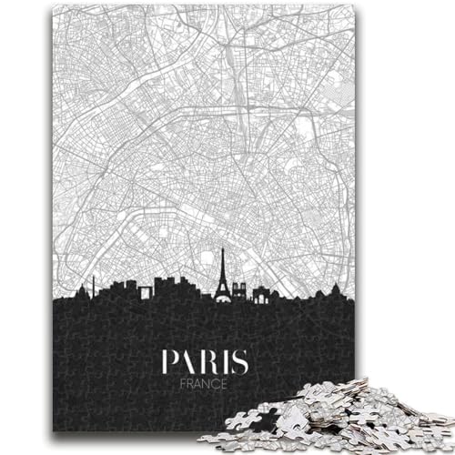 Paris-Puzzle für Teenager, 1000 Teile, anspruchsvolles Spiel und Familienspiel mit passendem Poster und Quizblatt, 1000 Teile (50x75cm) von NYANBFKEA