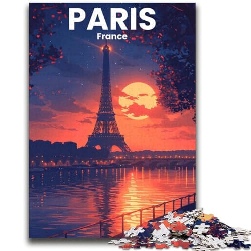 Paris-Puzzles für Erwachsene und Jugendliche, 2000-teiliges Puzzle, Lernspiele, DIY-Spielzeug mit passendem Poster und Quizblatt, für Kinder ab 14 Jahren, 2000 Teile (70x100cm) von NYANBFKEA
