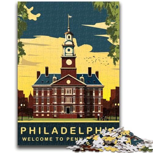 Philadelphia 1000-teiliges Puzzle für Teenager, Geschenke, Familienspiel zum Stressabbau, schwierige Herausforderung, tolle Geschenke und Spielzeuge, 1000 Teile (26x38cm) von NYANBFKEA