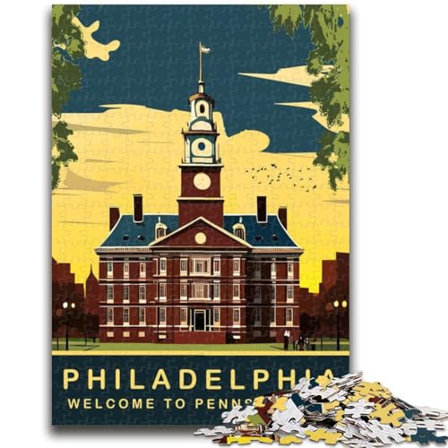 Philadelphia Puzzle 1000 Teile für Teenager Geschenke, Familienspiel Stressabbau Schwierige Herausforderung Tolle Geschenke und Spielzeuge 1000pcs (50x75cm) von NYANBFKEA