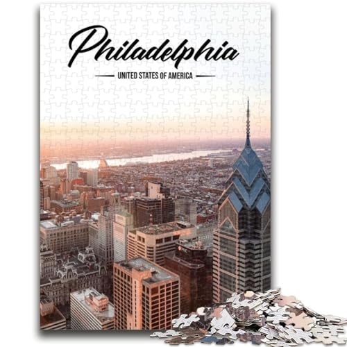 Philadelphia-Puzzle für Teenager, 1000 Teile, Lernspielzeug, Familienspiele mit passendem Poster und Quizblatt, 1000 Teile (50x75cm) von NYANBFKEA