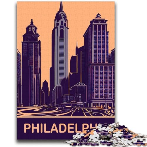 Philadelphia in Lila Puzzle 2000 Teile für Teenager, geeignet für Kinder ab 14 Jahren. Familienspaß ganze Familie. 2000 Teile (70x100cm) von NYANBFKEA