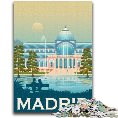 Puzzle 1000 Teile mit Stadtbild von Madrid, Spanien, für Erwachsene und Jugendliche, anspruchsvolles Spiel und Familienspiel, Geburtstagsgeschenk, Geschenke, Wandkunst, 1000 Teile (26x38cm) von NYANBFKEA