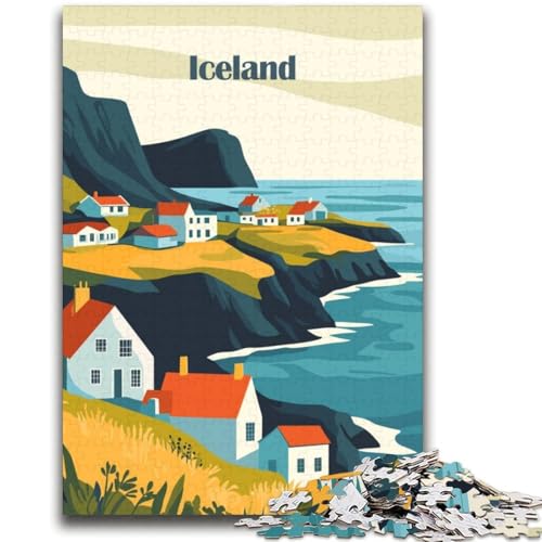 Puzzle Isländisches Küstendorf für Teenager, 2000 Teile, Familienaktivität mit passendem Poster und Quizblatt für Kinder ab 14 Jahren, 2000 Teile (70x100cm) von NYANBFKEA