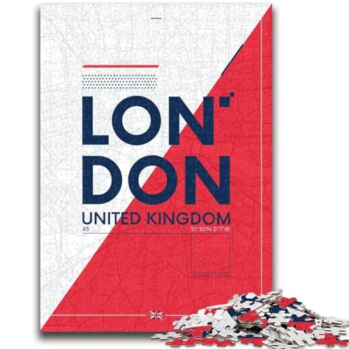 Puzzle mit 1000 Teilen, London, Großbritannien, für Erwachsene, Geschenke, anspruchsvolles und schwieriges Angebot als Geschenk für die ganze Familie, 1000 Teile (50x75cm) von NYANBFKEA