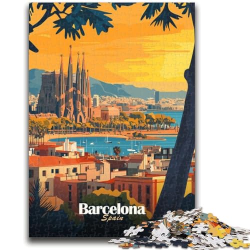Puzzle mit 1000 Teilen, Stadtbild von Barcelona, für Teenager, Geschenke, Familienspiel, Stressabbau, schwierige Herausforderung, tolle Geschenke und Spielzeuge, 1000 Teile (26x38cm) von NYANBFKEA