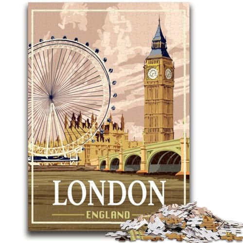 Puzzle mit 1000 Teilen für Erwachsene, London, Großbritannien, Stadt, Lernspiele, DIY-Spielzeug mit passendem Poster und Quizblatt, für Kinder ab 14 Jahren, 1000 Teile (50x75cm) von NYANBFKEA