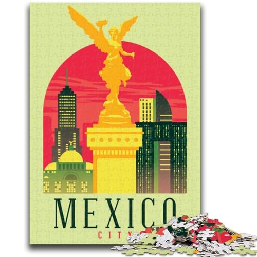 Puzzle mit 1000 Teilen von Mexiko-Stadt als Geschenk für Teenager, perfekt für Spieleabende, buntes Spielzeug als Geschenk für zu Hause, 1000 Teile (26x38cm) von NYANBFKEA