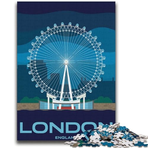 Puzzle mit 2000 Teilen, Londoner Stadtbild, für Erwachsene und Jugendliche, Stressabbau, schwierige Herausforderung für die Heimdekoration, für Kinder ab 14 Jahren, 2000 Teile (70x100cm) von NYANBFKEA