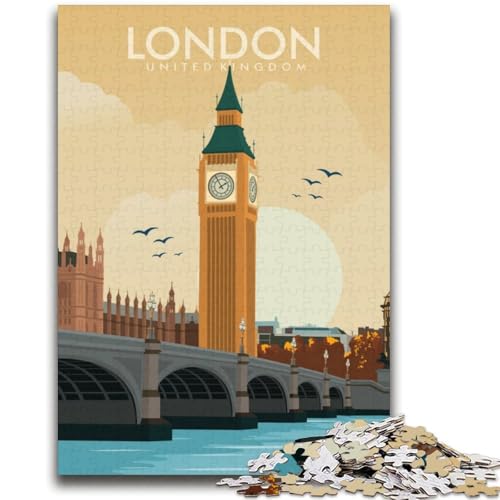 Puzzle mit 2000 Teilen für Erwachsene mit Reisedruck London, England, Lernspiele, DIY-Spielzeug mit passendem Poster und Quizblatt, für Kinder ab 14 Jahren, 2000 Teile (70x100cm) von NYANBFKEA