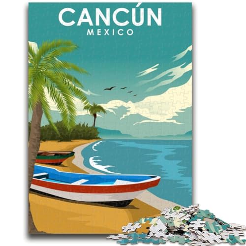 Puzzle mit Reisedruck von Cancun, Mexiko, 1000 Teile für Erwachsene, Spielzeug, Lernspiele, Stressabbau, Wichtelgeschenke für Kinder ab 14 Jahren, 1000 Teile (26x38cm) von NYANBFKEA