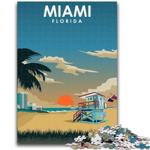 Puzzle mit Reisedruck von Miami, Florida, 1000 Teile für Erwachsene und Jugendliche, Stressabbau, Urlaub zu Hause, Zeit totschlagen, Liebe zwischen Paaren stärken, 1000 Teile (26x38cm) von NYANBFKEA