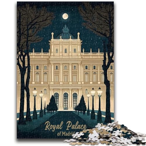 Puzzles zum Thema Königspalast von Madrid für Erwachsene und Jugendliche, 1000 Teile, Lernspiele, DIY-Spielzeug mit passendem Poster und Quizblatt, für Kinder ab 14 Jahren, 1000 Teile (26x38cm) von NYANBFKEA