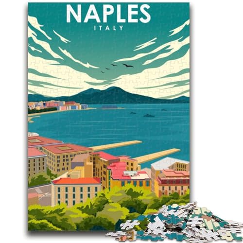 Reiseplakat von Neapel,Italien,Puzzle für Erwachsene,1000 Teile,hilft dem Gehirn,süchtig machendes Spielzeug zu trainieren,um Geduld zu fördern,einzigartiges Herausforderungsspiel,1000 Teile (26x38cm) von NYANBFKEA
