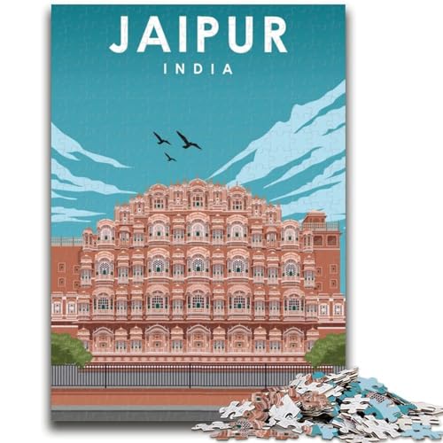 Reiseposter Jaipur, Indien, 1000-teiliges Puzzle für Erwachsene, Geschenke für Lernspiele, Herausforderungsspielzeug, Geburtstagsgeschenk, Geschenke, Wandkunst, 1000 Stück (50x75cm) von NYANBFKEA