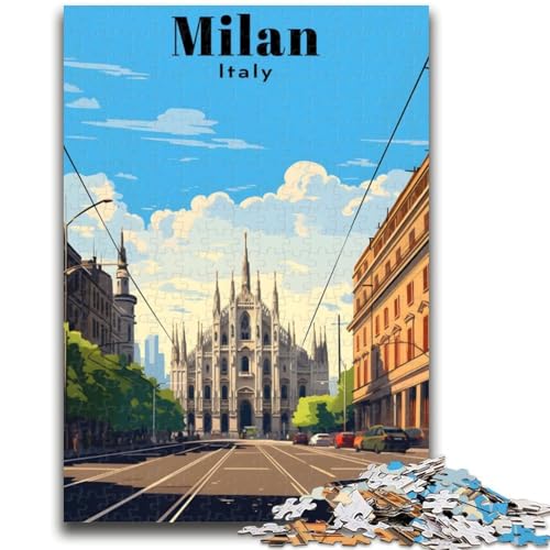 Reiseposter Mailand, Italien, Puzzle für Teenager, 1000 Teile, für Kinder ab 14 Jahren, Spiel, Wanddekoration, einzigartige Geschenke zum Geburtstag und zu Weihnachten, 1000 Teile (26x38cm) von NYANBFKEA