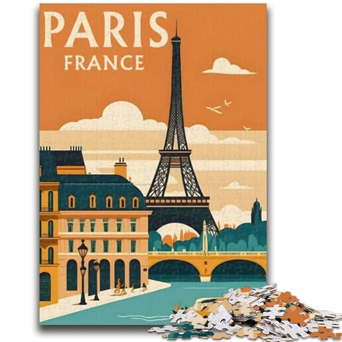 Reiseposter Paris, Frankreich, 1000-teiliges Puzzle für Erwachsene und Jugendliche, Zeitvertreib, Geburtstagsgeschenk, Wandkunst für Kinder ab 14 Jahren, 1000 Teile (26x38cm) von NYANBFKEA