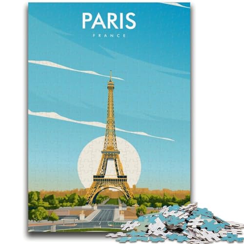 Reiseposter Paris, Frankreich, Puzzle, 1000 Teile, für Teenager, anspruchsvolles Spielspielzeug, Wanddekoration, einzigartige Geburtstags, 1000 Teile (50x75cm) von NYANBFKEA