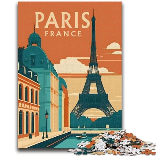 Reiseposter-Puzzle Paris, Frankreich für Teenager, 1000 Teile, Familienaktivität mit passendem Poster und Quizblatt, für Kinder ab 14 Jahren, 1000 Teile (50x75cm) von NYANBFKEA