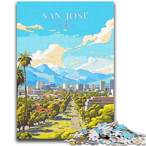 Reisepuzzle Kalifornien San Jose 1000 Teile für Erwachsene, Spielzeug, Lernspiele, Stressabbau, Wichtelgeschenke für Kinder ab 14 Jahren, 1000 Teile (26x38cm) von NYANBFKEA