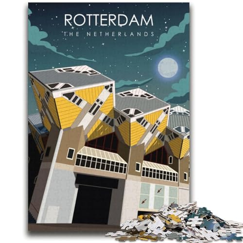 Rotterdam, Niederlande, 2000-teiliges Puzzle für Erwachsene, Lernspiele, DIY-Spielzeug mit passendem Poster und Quizblatt, für Kinder ab 14 Jahren, 2000 Teile (70x100cm) von NYANBFKEA
