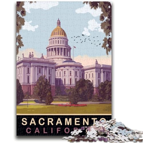 Sacramento State Capitol Puzzle 1000 Teile für Erwachsene, Spielzeug, Lernspiele, Stressabbau, Wichtelgeschenke für Kinder ab 14 Jahren, 1000 Teile (26x38cm) von NYANBFKEA