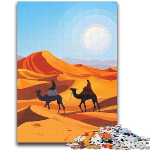 Sahara-Wüsten-Puzzle für Teenager, 1000 Teile, Lernspielzeug, Familienspiele mit passendem Poster und Quizblatt, 1000 Teile (26x38cm) von NYANBFKEA